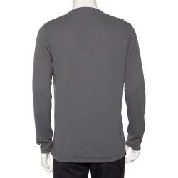 Emporio Armani Grey Embossed Knit Round Neck Sweater L