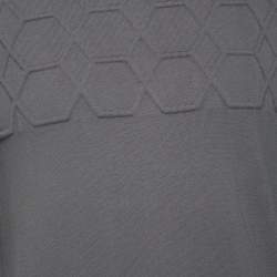 Emporio Armani Grey Embossed Knit Round Neck Sweater L