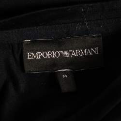 Pre Owned Emporio Armani Black Abstract Printed Cotton Crewneck T-Shirt M