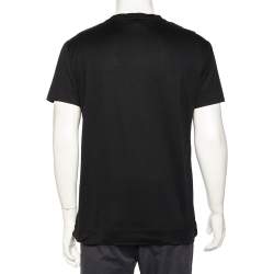 Pre Owned Emporio Armani Black Abstract Printed Cotton Crewneck T-Shirt M