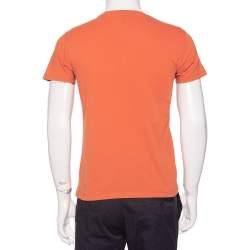 Emporio Armani Orange Logo Embroidered Cotton Crewneck T-Shirt M