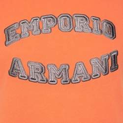 Emporio Armani Orange Logo Embroidered Cotton Crewneck T-Shirt M