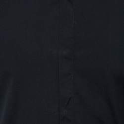 Pre Owned Emporio Armani Black Stretch Cotton Stand Collar Button Front Shirt M
