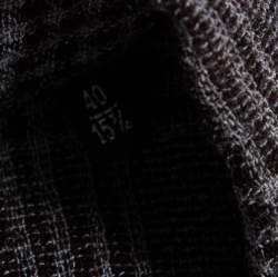 Pre Owned Emporio Armani Brown Checkered Knit Overlay Detail Button Front Shirt L