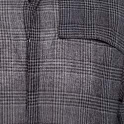 Pre Owned Emporio Armani Brown Checkered Knit Overlay Detail Button Front Shirt L