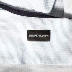 Pre Owned Emporio Armani Blue Checkered Cotton Contrast Sleeve Button Front Shirt L