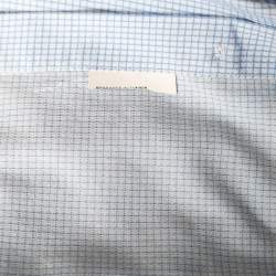 Pre Owned Emporio Armani Blue Checkered Cotton Contrast Sleeve Button Front Shirt L