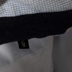 Pre Owned Emporio Armani Blue Checkered Cotton Contrast Sleeve Button Front Shirt L