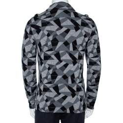 Pre Owned كارديغان أمبوريو أرماني أزرار أمامية تريكو نمط هندسي مونوكروم مقاس متوسط