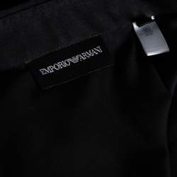 Pre Owned قميص إمبوريو أرماني قطن مطبوع أسود بأزرار أمامية مقاس كبير جدًا - إكس لارج