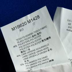 Pre Owned Emporio Armani Blue Wool & Mesh Layered Toggle Button Hooded Duffle Coat XL