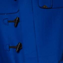 Pre Owned Emporio Armani Blue Wool & Mesh Layered Toggle Button Hooded Duffle Coat XL