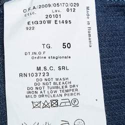 Pre Owned Emporio Armani Navy Blue Rib Knit Button Front Blazer L