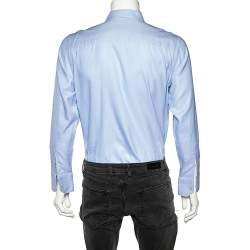 Pre Owned Emporio Armani Blue Cotton Button Front Shirt L