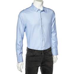 Pre Owned Emporio Armani Blue Cotton Button Front Shirt L