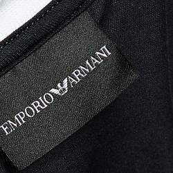 Pre Owned Emporio Armani Navy Blue Cotton Knit Logo Printed T-Shirt XS