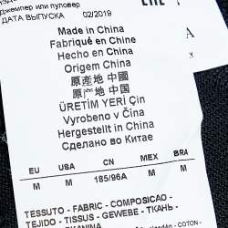 Pre Owned Emporio Armani Navy Blue Logo Intarsia Cotton Knit Crewneck Sweater M