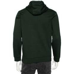 مملوكة مسبقًا Emporio Armani Green Cotton Manga Bear Logo Embroidered Hoodie M 