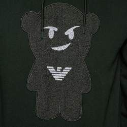 مملوكة مسبقًا Emporio Armani Green Cotton Manga Bear Logo Embroidered Hoodie M 