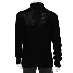 Pre Owned Emporio Armani Monochrome Cable Knit Turtleneck Sweater XXXL