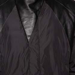 Pre Owned Emporio Armani Black Synthetic & Leather Inset Matt Line Jacket XXL