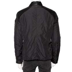 Pre Owned Emporio Armani Black Synthetic & Leather Inset Matt Line Jacket XXL