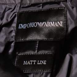 Pre Owned Emporio Armani Black Synthetic & Leather Inset Matt Line Jacket XXL
