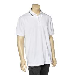 Pre Owned Emporio Armani White Cotton Contrast Trim Polo T-Shirt 3XL