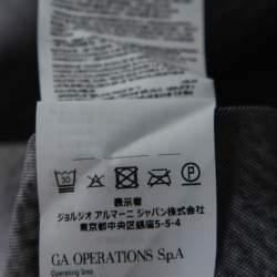 Pre Owned Giorgio Armani Grey Crinkled Cotton Zip Front Shirt XXL