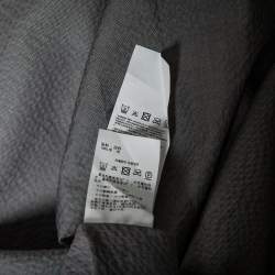 Pre Owned Giorgio Armani Grey Crinkled Cotton Zip Front Shirt XXL