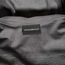 Pre Owned Giorgio Armani Grey Crinkled Cotton Zip Front Shirt XXL