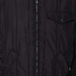 Pre Owned Emporio Armani Black Synthetic Zip Front Jacket L