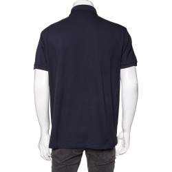 Pre Owned Emporio Armani Navy Blue Cotton Pique Logo Patch Polo T-Shirt XXL