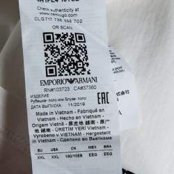 Pre Owned تي شيرت بولو أمبوريو أرماني قطن أوف وايت شرائط مزينة بالشعار مقاس كبير جدًا جدًا - إكس إكس لارج