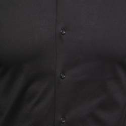 Pre Owned Emporio Armani Black Stretch Knit Long Sleeve Shirt S