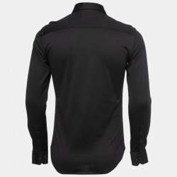 Pre Owned Emporio Armani Black Stretch Knit Long Sleeve Shirt S