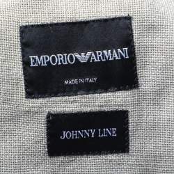 Emporio Armani Beige Textured Wool Button Front Blazer S