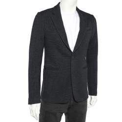 Pre Owned Emporio Armani Navy Blue Wool Knit Johnny Line Blazer M