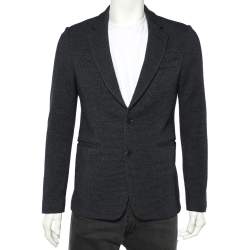 Pre Owned Emporio Armani Navy Blue Wool Knit Johnny Line Blazer M
