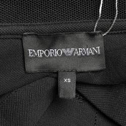 Pre Owned Emporio Armani Black Logo Embroidered Cotton Pique Polo T-Shirt XS