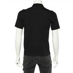 Pre Owned Emporio Armani Black Logo Embroidered Cotton Pique Polo T-Shirt XS