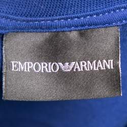Pre Owned Emporio Armani Blue Logo Printed Cotton Short Sleeve T-Shirt S