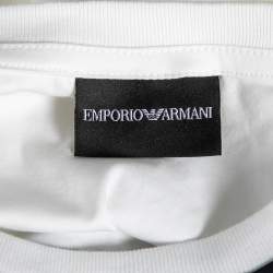 Pre Owned Emporio Armani White Cotton Printed Crew Neck T-Shirt S