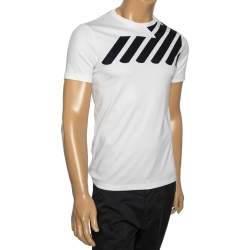 Pre Owned Emporio Armani White Cotton Printed Crew Neck T-Shirt S