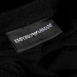 Emporio Armani Black Textured Knit Long Sleeve Crew Neck Sweater XS