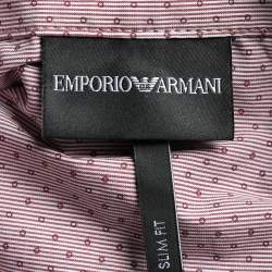 Pre Owned Emporio Armani Burgundy Cotton Slim Fit Shirt XXL