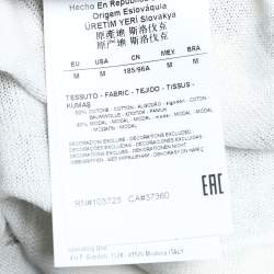 Pre Owned Emporio Armani White Printed Cotton Knit Round Neck Sweater M