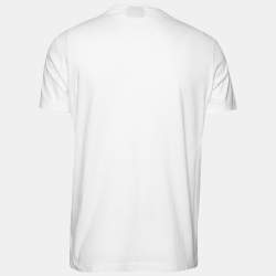 Pre Owned Emporio Armani White Cotton Logo Printed Short Sleeve T-Shirt L
