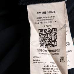 Pre Owned Emporio Armani Navy Blue Flocked Logo Cotton Short Sleeve T-Shirt M 