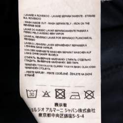 Pre Owned Emporio Armani Navy Blue Flocked Logo Cotton Short Sleeve T-Shirt M 